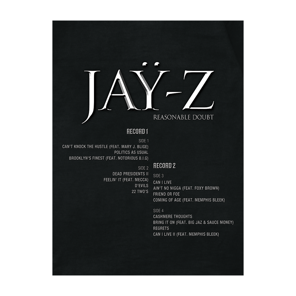 JAŸ-Z: Reasonable Doubt - Poster