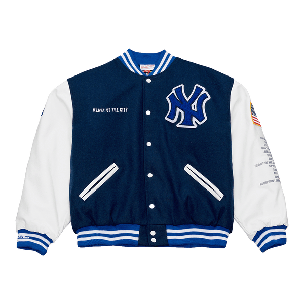 New York Yankees スタジャンネイビーホワイト　バックドロップ42 JAŸ-Z: Blueprint x Yankees - Varsity Jacket – Roc Nation